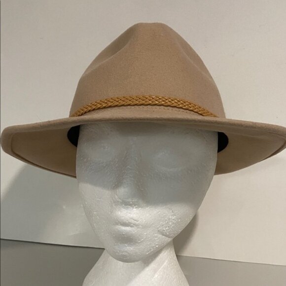 Tan Wool Fedora Hat with Rope Detail, Size 57cm, Classic Casual Style - Picture 9 of 13